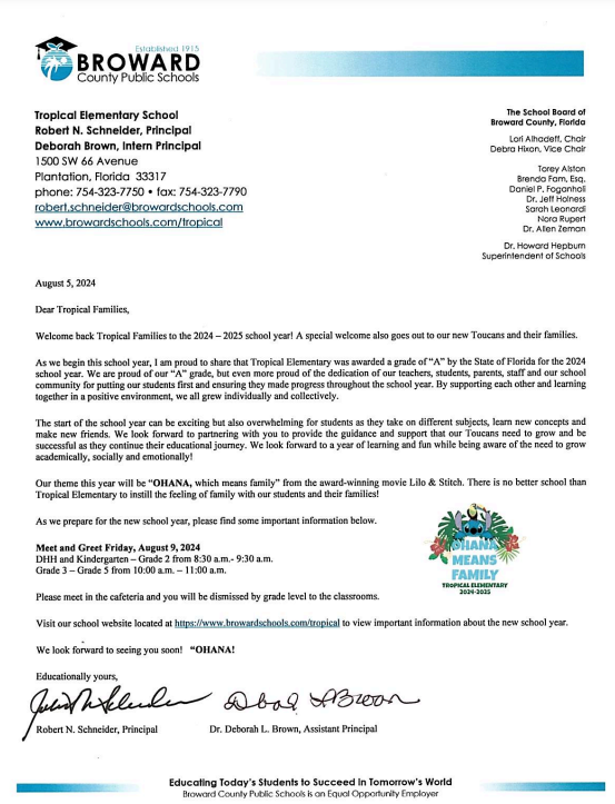 back to school letter